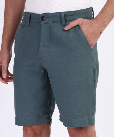 Bermuda-de-Sarja-Masculina-Reta-com-Linho-Azul-9963419-Azul_1