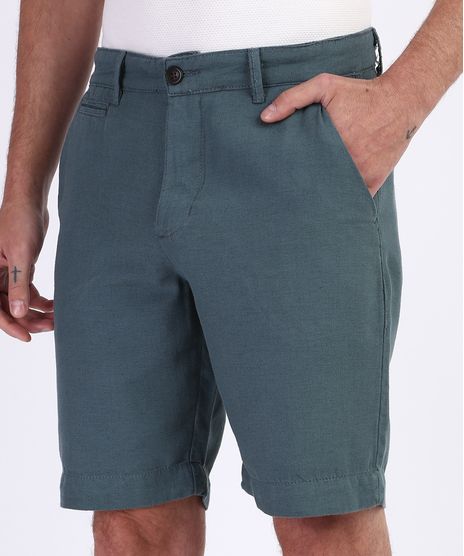 Bermuda-de-Sarja-Masculina-Reta-com-Linho-Azul-9963419-Azul_1
