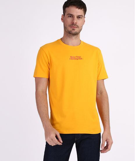 Camiseta-Garfield-Masculina--Manga-Curta-Gola-Careca-Amarela-9959811-Amarelo_1