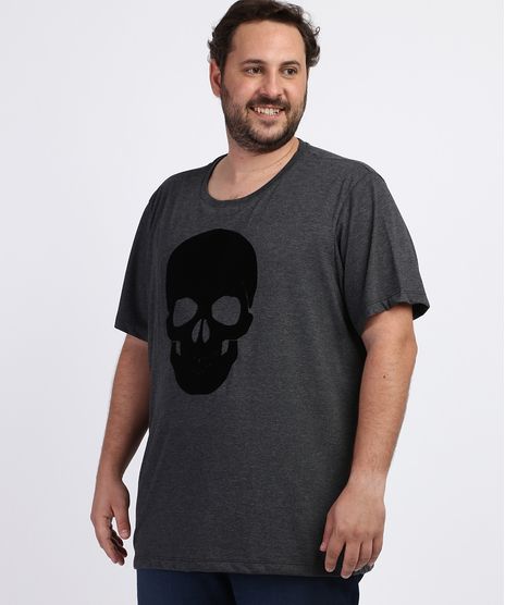 Camiseta-Masculina-Plus-Size-Caveira-Manga-Curta-Gola-Careca-Cinza-Mescla-Escuro-9955027-Cinza_Mescla_Escuro_1