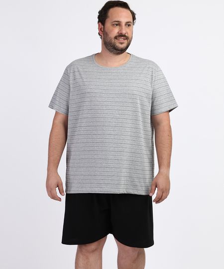 Pijama-Masculino-Plus-Size-Camiseta-Estampada-Listrada-Manga-Curta-Gola-Careca-Cinza-Mescla-9963326-Cinza_Mescla_1 Pijama-Masculino-Plus-Size-Camiseta-Estampada-Listrada-Manga-Curta-Gola-Careca-Cinza-Mescla-9963326-Cinza_Mescla_1