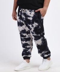 Calca-Masculina-Plus-Size-de-Moletom-Jogger-Estampada-Tie-Dye-com-Bolsos-Azul-Marinho-9963454-Azul_Marinho_1