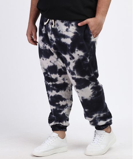 Calca-Masculina-Plus-Size-de-Moletom-Jogger-Estampada-Tie-Dye-com-Bolsos-Azul-Marinho-9963454-Azul_Marinho_1