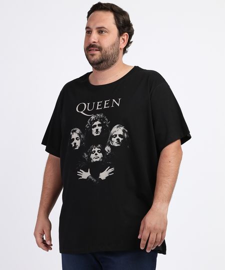 Camiseta-Masculina-Plus-Size-Queen-Manga-Curta-Gola-Careca-Preta-9964016-Preto_1