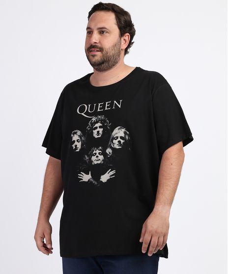 Camiseta-Masculina-Plus-Size-Queen-Manga-Curta-Gola-Careca-Preta-9964016-Preto_1