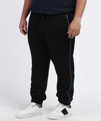 Calca-Masculina-Plus-Size-de-Moletom-Jogger-com-Vivo-e-Bolsos-Preta-9965001-Preto_1