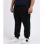 Calca-Masculina-Plus-Size-de-Moletom-Jogger-com-Vivo-e-Bolsos-Preta-9965001-Preto_1