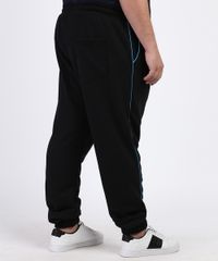 Calca-Masculina-Plus-Size-de-Moletom-Jogger-com-Vivo-e-Bolsos-Preta-9965001-Preto_2