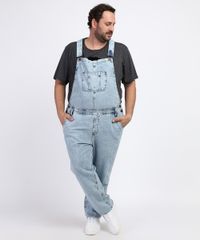Macacao-Jeans-Masculino-Plus-Size-com-Bolsos-Azul-Medio-9965172-Azul_Medio_1