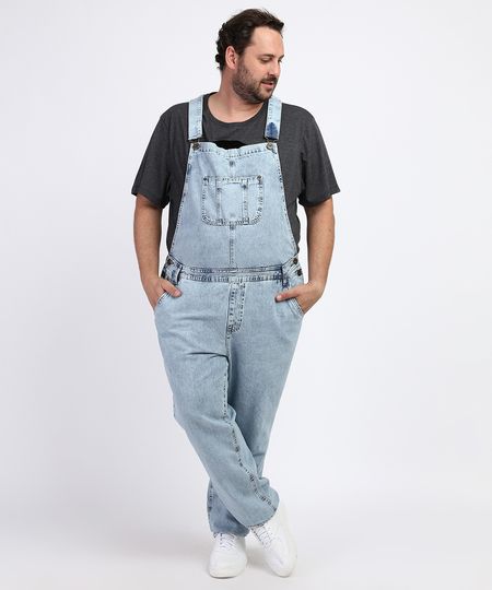 Macacao-Jeans-Masculino-Plus-Size-com-Bolsos-Azul-Medio-9965172-Azul_Medio_1