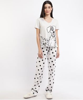 Pijama-Feminino-Dalmatas-Estampado-de-Poa-Manga-Curta-Cinza-Mescla-9961124-Cinza_Mescla_1