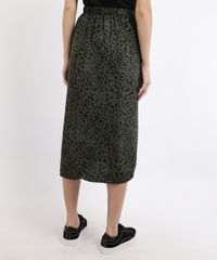 Saia-Feminina-Midi-Estampada-Animal-Print-de-Onca-com-Fenda-Verde-Escuro-9942667-Verde_Escuro_2