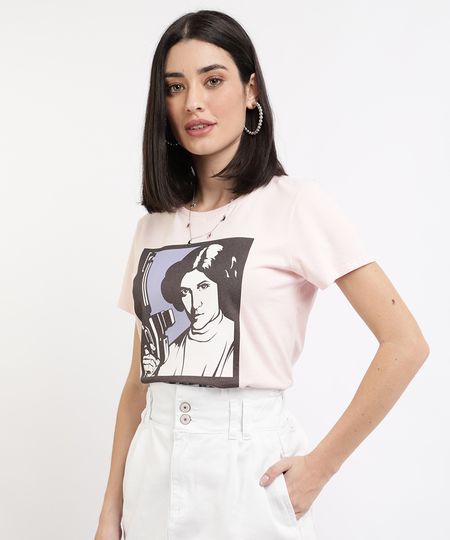 Blusa-Feminina-Leia-Star-Wars-Manga-Curta-Decote-Redondo-Rosa-Claro-9962100-Rosa_Claro_1