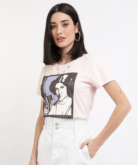 Blusa-Feminina-Leia-Star-Wars-Manga-Curta-Decote-Redondo-Rosa-Claro-9962100-Rosa_Claro_1