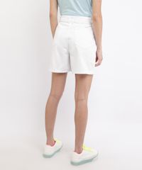 Bermuda-de-Sarja-Feminina-Reta-Cintura-Super-Alta-com-Bolsos-Branca-9963949-Branco_2