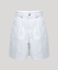 Bermuda-de-Sarja-Feminina-Reta-Cintura-Super-Alta-com-Bolsos-Branca-9963949-Branco_5