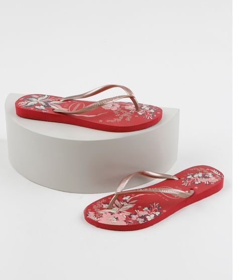 Chinelo-Feminino-Havaianas-Slim-Organic-Estampado-Floral-Vermelho-9955817-Vermelho_1