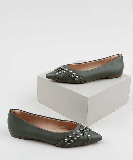 Sapatilha-Feminina-Via-Uno-Bico-Fino-com-Tachas--Verde-9964828-Verde_1