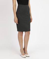 Saia-Lapis-Feminina-Basica-Curta-com-Recortes-Cinza-Mescla-Escuro-9833322-Cinza_Mescla_Escuro_1
