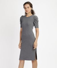 Vestido-Feminino-Midi-Canelado-Manga-Bufante-Cinza-Mescla-Escuro-9953621-Cinza_Mescla_Escuro_1