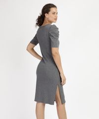 Vestido-Feminino-Midi-Canelado-Manga-Bufante-Cinza-Mescla-Escuro-9953621-Cinza_Mescla_Escuro_2