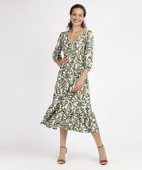 Vestido-Feminino-Midi-Estampa-de-Folhagens-Manga-Curta-com-Botoes-Multicor-9953808-Multicor_3