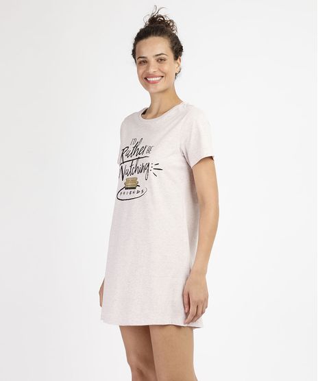 Camisola-Feminina-Friends-Manga-Curta-Rosa-9957569-Rosa_1
