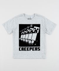 Camiseta-Infantil-Minecraft-Manga-Curta-Gola-Careca-Cinza-Mescla-9952831-Cinza_Mescla_1