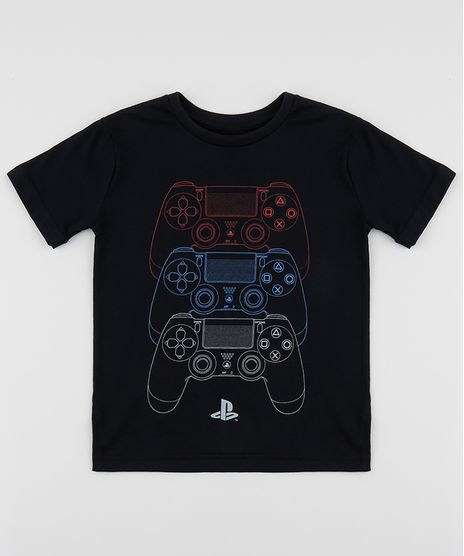 Camiseta-Infantil-Playstation-Manga-Curta-Gola-Careca-Preta-9954917-Preto_1
