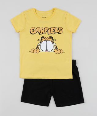 Conjunto-Infantil-Garfield-de-Camiseta-Manga-Curta-Amarela---Short--Preto-9952695-Preto_1