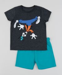 Conjunto-Infantil-Pateta-de-Camiseta-Manga-Curta-Cinza-Mescla-Escuro---Short--Verde-Agua-9952704-Verde_Agua_1