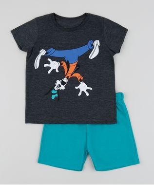 Conjunto-Infantil-Pateta-de-Camiseta-Manga-Curta-Cinza-Mescla-Escuro---Short--Verde-Agua-9952704-Verde_Agua_1