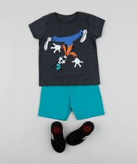 Conjunto-Infantil-Pateta-de-Camiseta-Manga-Curta-Cinza-Mescla-Escuro---Short--Verde-Agua-9952704-Verde_Agua_3