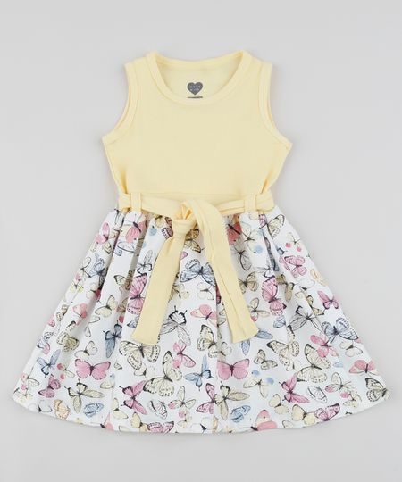 Vestido-Infantil-Borboletas-Sem-Manga-com-Faixa-para-Amarrar-Amarelo-9953021-Amarelo_1