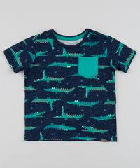 Camiseta-Infantil-Estampado-de-Jacares-com-Bolso-Manga-Curta-Gola-Careca-Azul-Marinho-9954964-Azul_Marinho_1