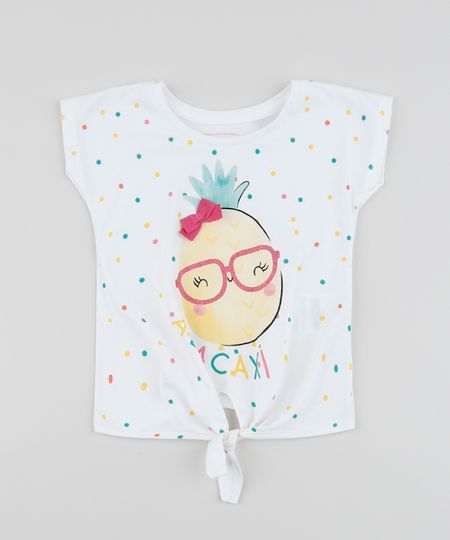 Blusa-Infantil-Abacaxi-com-Poas-Coloridos-Manga-Curta-Off-White-9955853-Off_White_1