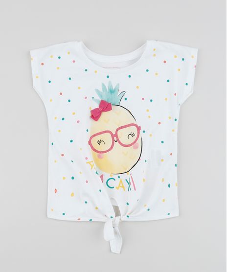 Blusa-Infantil-Abacaxi-com-Poas-Coloridos-Manga-Curta-Off-White-9955853-Off_White_1