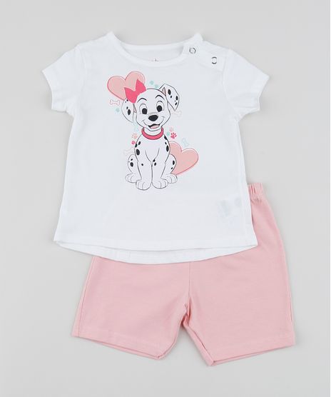 Conjunto-Infantil-Dalmatas-de-Blusa-Manga-Curta-Off-White---Short--Rosa-9958282-Rosa_1