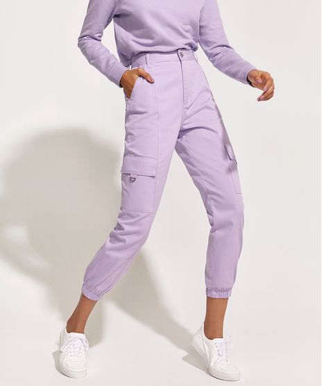 Calca-Feminina-Pantone-de-Sarja-Jogger-Cintura-Alta-com-Bolso-Lilas-9958714-Lilas_1