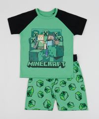 Pijama-Infantil-Minecraft-Manga-Curta-Gola-Careca-Verde-9942705-Verde_1