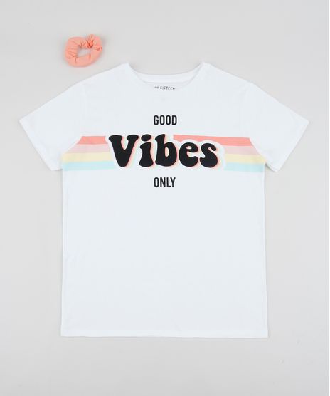 Blusa-Juvenil--Good-Vibes--Manga-Curta---Elastico-de-Cabelo-Schunchie-Branca-9954244-Branco_1