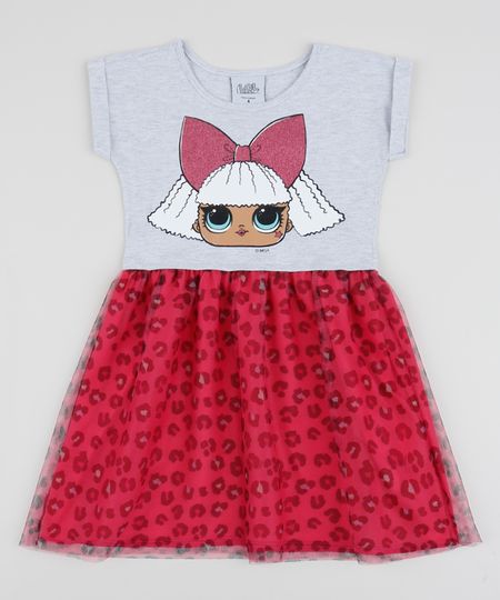 Vestido-Infantil-Lol-Surprise-Manga-Curta-com-Tule-Cinza-9956566-Cinza_1