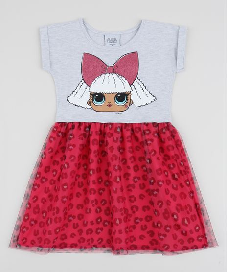 Vestido-Infantil-Lol-Surprise-Manga-Curta-com-Tule-Cinza-9956566-Cinza_1