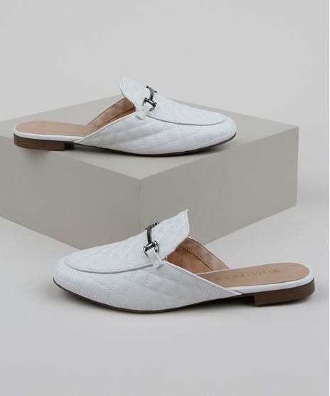 Mule-Feminino-Matelasse-Via-Uno-Bico-Redondo-com-Fivela-Branco-9961697-Branco_1