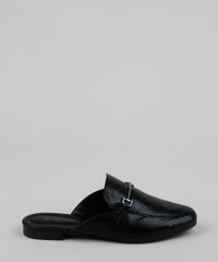 Mule-Feminino-Via-Uno-Bico-Redondo-com-Fivela-Textura-Animal-Print-de-Cobra-Preto-9961677-Preto_2