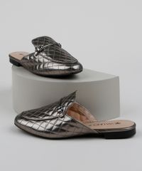 Mule-Feminino-Matelasse-Via-Uno-Bico-Redondo-com-Fivela-Chumbo-9961694-Chumbo_1