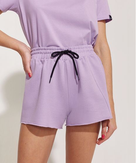 Short-de-Moletom-Feminino-Pantone-Cintura-Alta-com-Recortes-e-Cos-com-Elastico-Lilas-9958808-Lilas_1