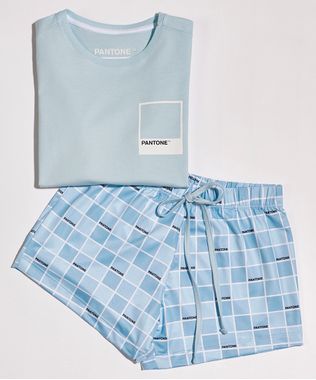 Pijama-Infantil-Pantone-Tal-Mae-Tal-Filha-com-Estampa-Quadriculada-Manga-Curta-Azul-Claro-9959157-Azul_Claro_1