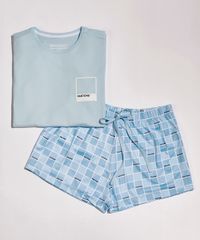 Pijama-Juvenil-Pantone-Tal-Mae-Tal-Filha-com-Estampa-Quadriculada-Manga-Curta-Azul-Claro-9959158-Azul_Claro_1