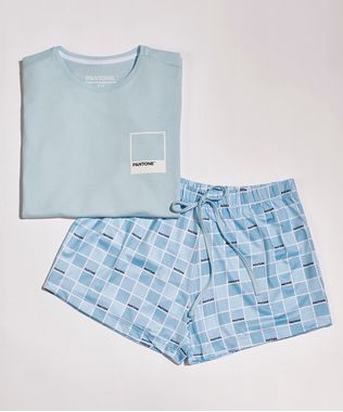 Pijama-Juvenil-Pantone-Tal-Mae-Tal-Filha-com-Estampa-Quadriculada-Manga-Curta-Azul-Claro-9959158-Azul_Claro_1